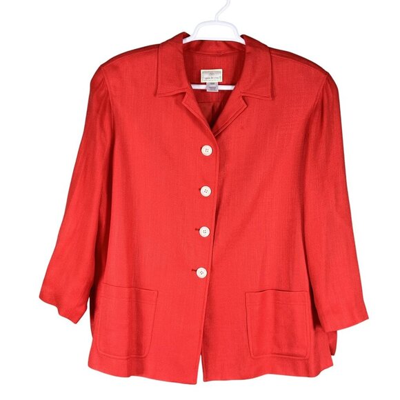Susan Bristol NWT Womens 16W Red Button Down Blazer Jacket Pockets Career Office - Picture 8 of 16